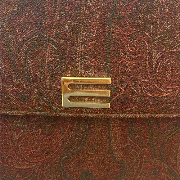 Etro 96’ Paisley Satchel In Brown with Gold Accent - Picture 12 of 17